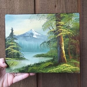Landscape Forest Lake Oil Painting - Green Scenic Wall Art